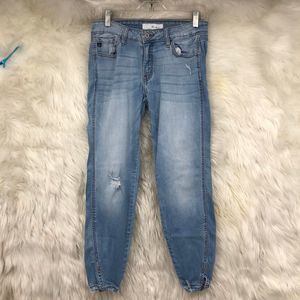 Kancan Distressed Skinny Ankle Jeans w/Slits at the Ankle, Whiskering SZ 9/28